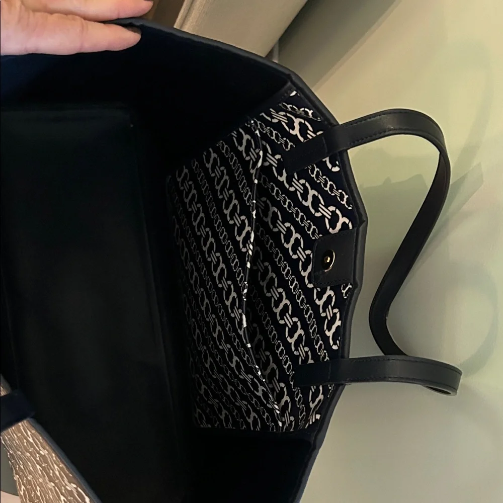 Tory Burch Blue and Red Stripe Tote - Picture 3 of 7